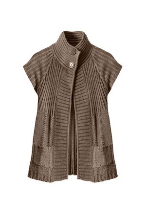 Brown knitted jacket on white backgroundの写真素材