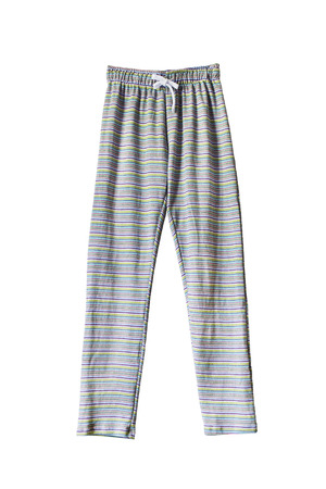 Striped pajama pants isolated over whiteの写真素材