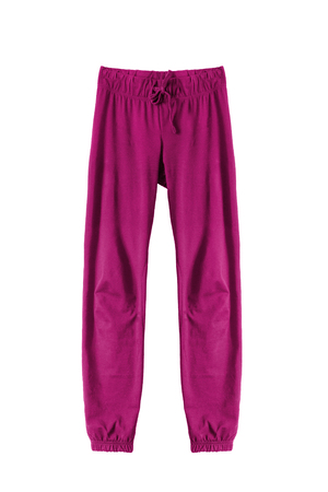 Pink sport pants isolated over whiteの写真素材