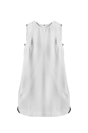 White trapezoid mini dress isolated over whiteの写真素材