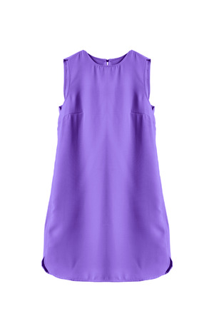 Violet sleeveless mini dress on white backgroundの写真素材