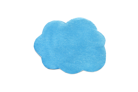 Blue paper cloud on white backgroundの写真素材