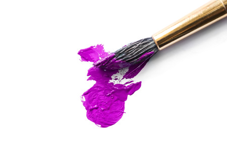 Brush painting magenta pink on white backgroundの写真素材