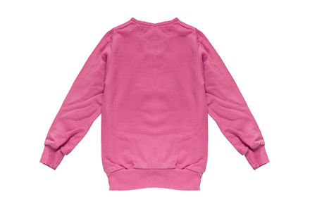 Pink fleece sweatshirt on white backgroundの写真素材