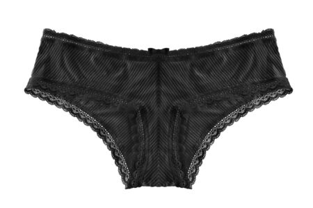Black silk panties isolated over whiteの写真素材