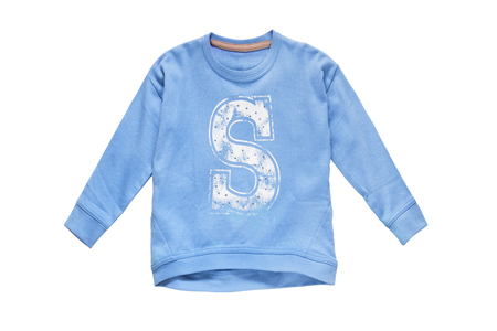 Blue sport sweatshirt isolated over whiteの写真素材