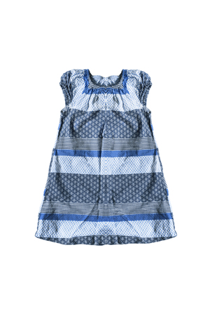Blue cotton baby sundress isolated over whiteの写真素材