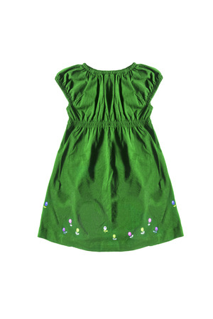 Green baby sundress on white backgroundの写真素材
