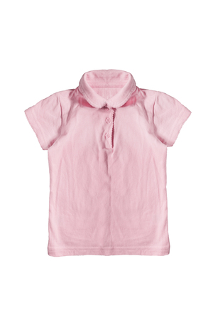 Pink polo shirt on white backgroundの写真素材
