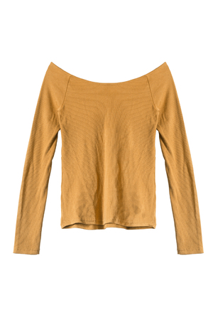 Orange casual shirt on white backgroundの写真素材