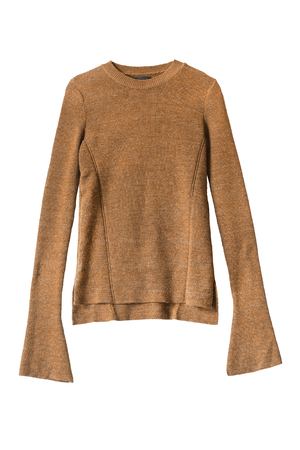 Brown wool sweater isolated over whiteの写真素材