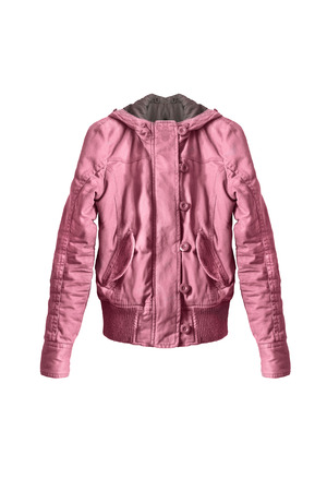 Pink cotton sport jacket on white backgroundの写真素材