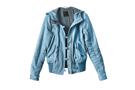 Blue sport jacket isolated over whiteの写真素材
