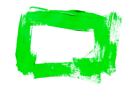 Green painted frame isolated over whiteの写真素材