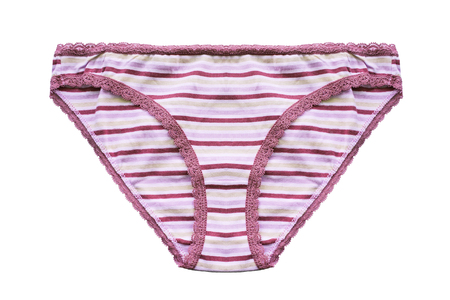 Striped pink cotton panties isolated over whiteの写真素材