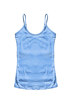Blue cotton tank top on white backgroundの写真素材