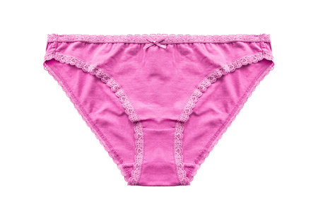 Pink cotton panties isolated over white