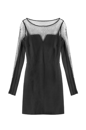 Black cocktail dress on white backgroundの写真素材