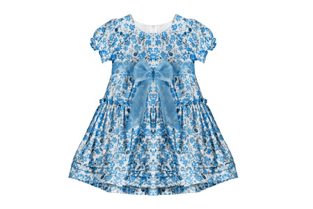 Blue girlish dress isolated over whiteの写真素材