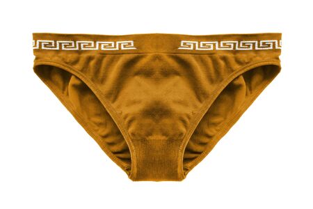 Yellow sport panties isolated over whiteの写真素材