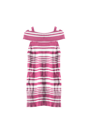 Pink striped knitted tunic isolated over whiteの写真素材