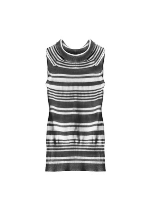 Black and white striped tunic on white backgroundの写真素材