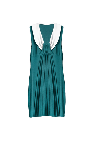 Knitted wool blue dress on white backgroundの写真素材