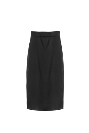 Black silk pencil skirt isolated over whiteの写真素材