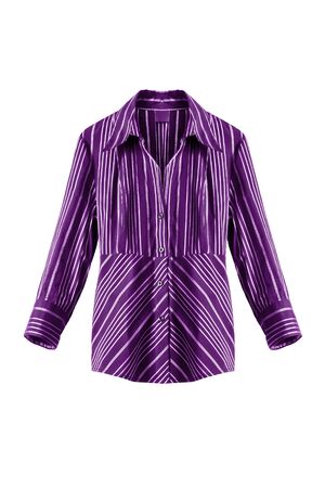 Purple elegant striped blouse isolated over whiteの写真素材