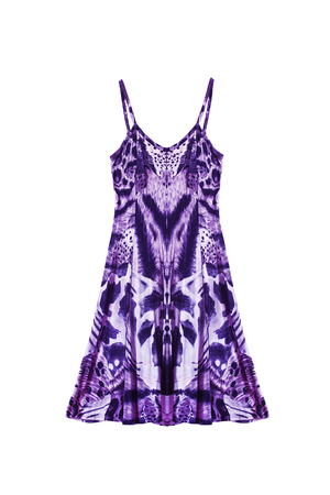 Purple silk sundress isolated over whiteの写真素材