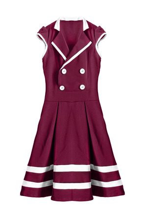 Maroon sailor dress on white backgroundの写真素材
