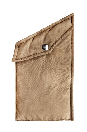 Brown textile pocket on white backgroundの写真素材
