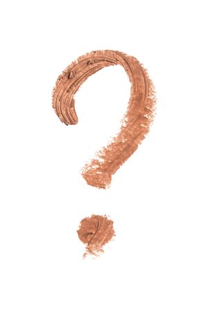 Beige lipstick question mark on white backgroundの写真素材
