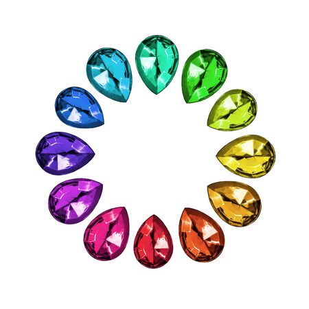 Group of colorful shiny gems on white backgroundの写真素材