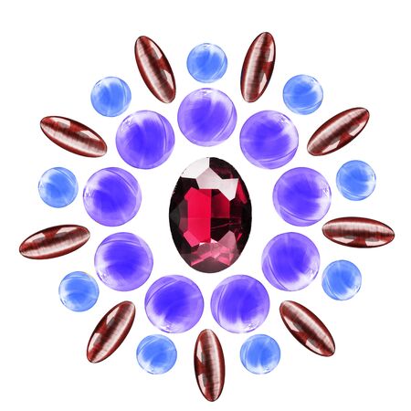 Group of colorful gem stones on white backgroundの写真素材