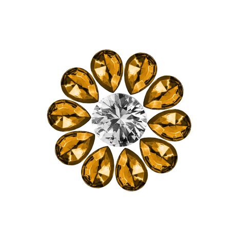 Group of gems in the shape of flower isolated over whiteの写真素材