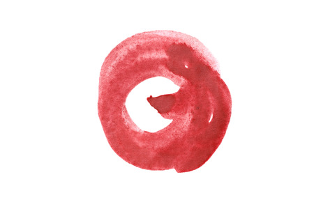 Red paint blotch on white backgroundの写真素材