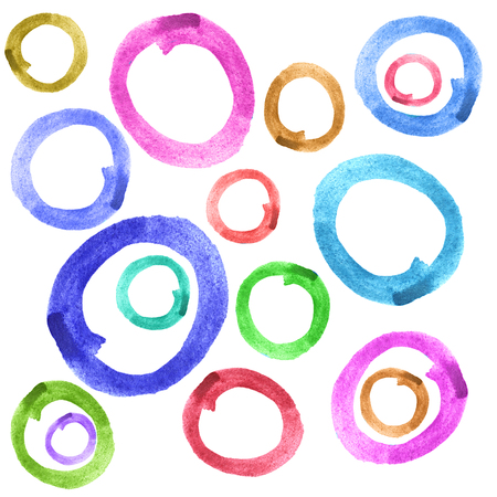 Abstract colorful painted circles on white backgroundの写真素材