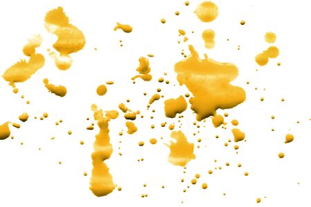 Splash of yellow paint on white backgroundの写真素材