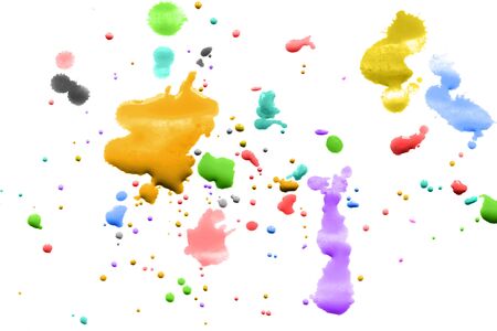 Splash of colorful paint on white backgroundの写真素材
