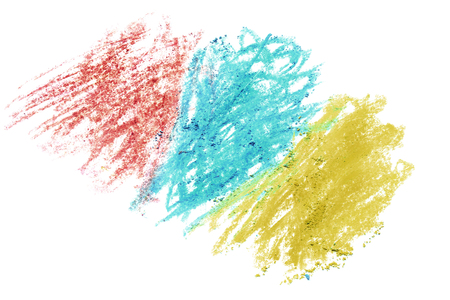Abstract colorful crayon drawing isolated over whiteの写真素材