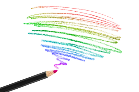 Colorful pencil drawing on white backgroundの写真素材