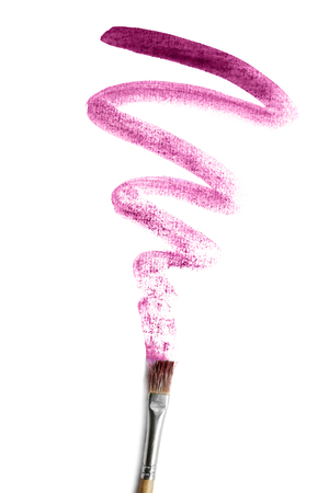 Purple color brush stroke on white backgroundの写真素材