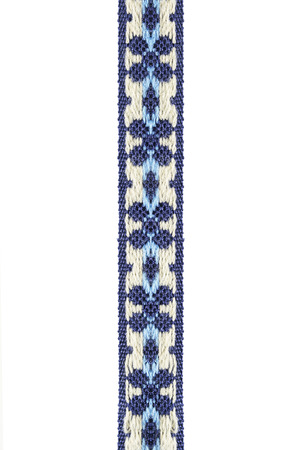 Blue vintage decorative ribbon on white backgroundの写真素材