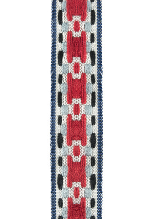 Colorful embroidered ribbon isolated over whiteの写真素材