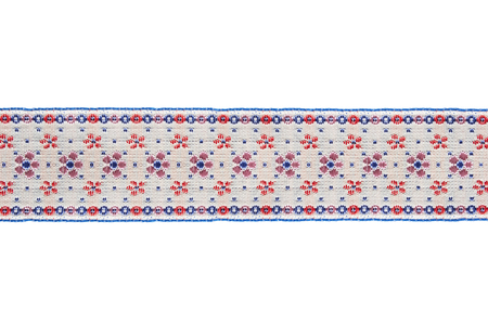 Colorful decorative ribbon closeup isolated over whiteの写真素材