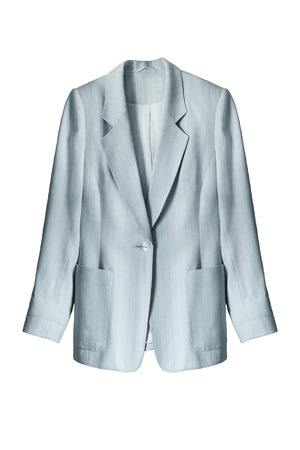 Blue silk elegant jacket on white backgroundの写真素材