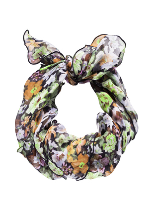 Silk colorful knotted kerchief isolated over whiteの写真素材