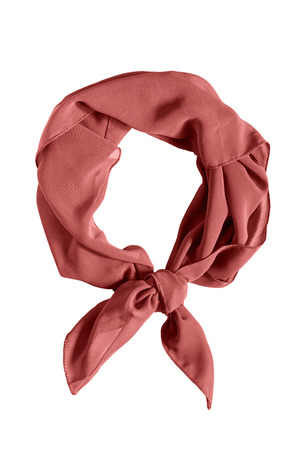 Red silk tied neckerchief isolated over whiteの写真素材