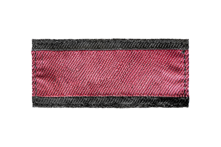 Blank red and black clothes label on white backgroundの写真素材